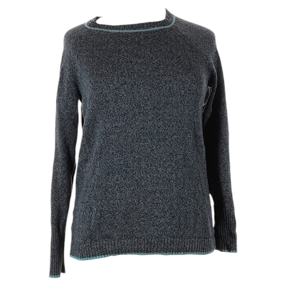 Eddie Bauer Women's Pullover Marled Knit Sweater XL Raglan Sleeve Cotton Blue - Picture 1 of 12